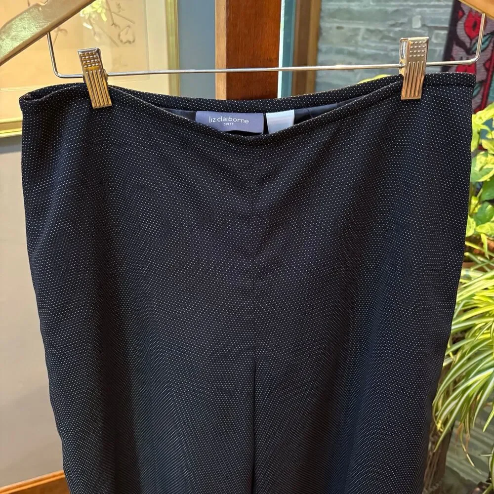 Liz Claiborne Black Mini Dot Suit Trousers Sz 10 Slim Bootcut Professional Pants - Picture 3 of 7
